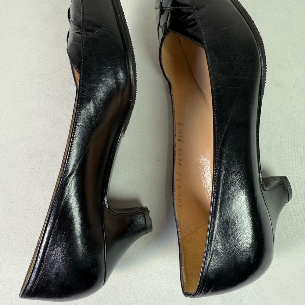 Vintage authentic Gucci black leather 2in heels pumps shoes slip on size 34.5 - Picture 12 of 17